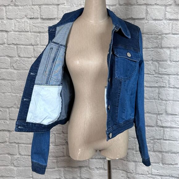 INC International Concepts Women's Patchwork Cropped Denim Jacket Medium - Picture 6 of 9